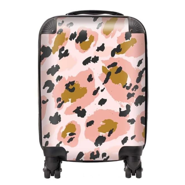 Warren Reed - Designer Hand Drawn Pink Leopard Print Suitcase Size: Large Pink Unisex Large