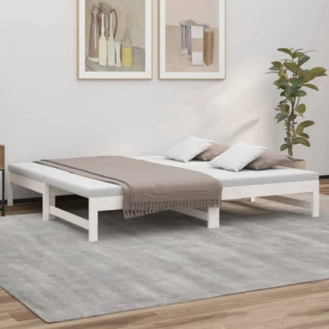 Vidaxl Pull-out Day Bed White 2X(75X190) Cm Solid Wood Pine, White 823420