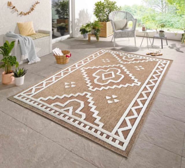 Harper Diamond Pattern Water Resistant Indoor Area Rugs Cream 50X80 Cm