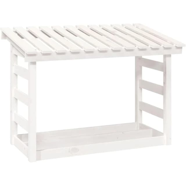 vidaXL Firewood Rack White 108x64.5x78cm Solid Wood Pine, White 822443