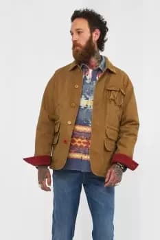 Multi Pocket Workwear Style Button Up Coat