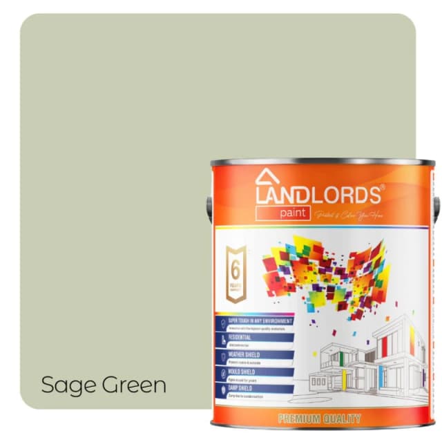 Landlords Paint - Kitchen & Bathroom Paint - Mould Resistant, Washable & Durable - Sage Green - 5L