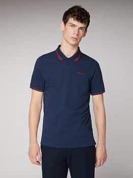 Ben Sherman Classic Tipped Polo Shirt - Dark Navy Size M Men