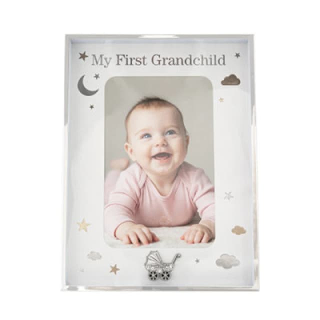 Happy Homewares Grandchild Silver Plated Frame With Gold And Silver Stars And Clouds