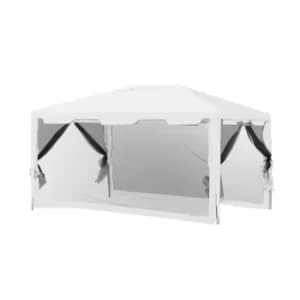 Outsunny 4x3 m Waterproof Gazebo W/Mesh Sides-White/Black