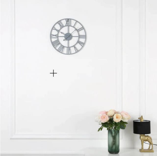 Eos Skeleton Wall Clock With Roman Numerals - Grey / 40Cm