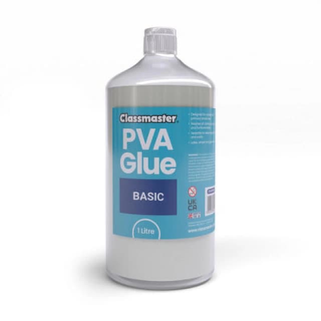 Classmaster Blue Label PVA Glue Washable 1 Litre PVA1000BU