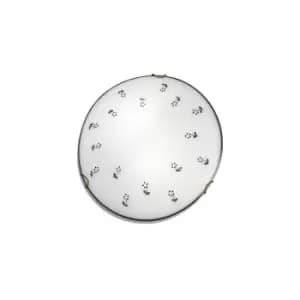 Moon Cottage Style Glass Patterned Flush Ceiling Lamp Antique Brass, 1x E27