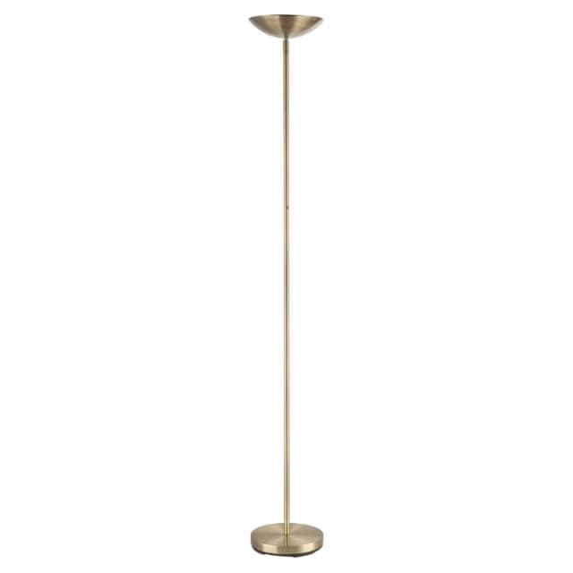 Happy Homewares Modern LED Uplighter Metal Floor Lamp with Memory Dimmer Button in Metallic Gold Metallic Gold Unisex