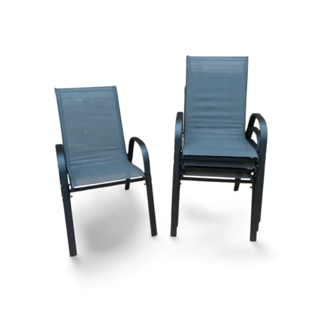 Outdoor Living Grey Stacking Garden Dining Chairs - One Size: 2 Seater Grey Unisex 2 Seater