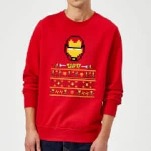 Marvel Avengers Iron Man Pixel Art Christmas Sweatshirt - Red - L