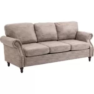HOMCOM Vintage Microfiber Cloth 3-Seater Sofa Retro w/ Wood Frame Thick Padding