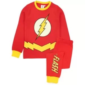 The Flash Childrens/Kids Logo Glow In The Dark Pyjama Set (10-11 Years) (Red)