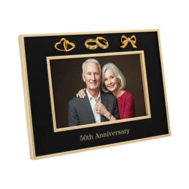 Happy Homewares 50Th Anniversary Picture Frame In Matte Black With Brushed Gold Trim