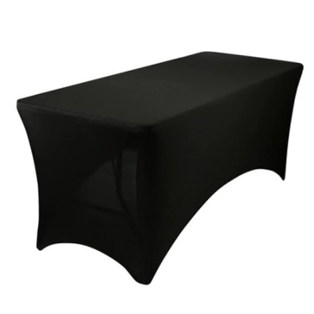 Harbour Housewares Rectangular Spandex Fitted Tablecloth - 6ft (180Cm) - Black - 1X Elasticated Stretchy Table Cloth Cover