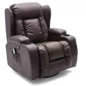 Caesar Swivel Rocking Massage Heated Manual Recliner - Brown