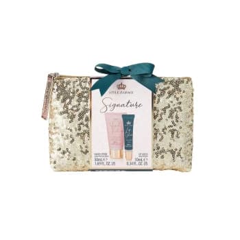 Style & Grace Signature Sequin Bag Gift Set - 50ml Hand Lotion, 10ml Vanilla Lip Gloss, Bag