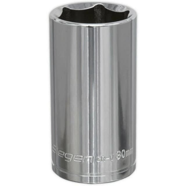 Loops 30mm Chrome Plated Deep Drive Socket - 1/2" Square Drive High Grade Carbon Steel Metallics
