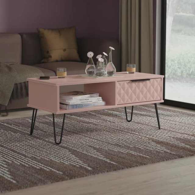 Ready Assembled 2 U Islay 1 Drawer Coffee Table (Ready Assembled) in Dusty Pink Size: Medium Dusty Pink Unisex Medium