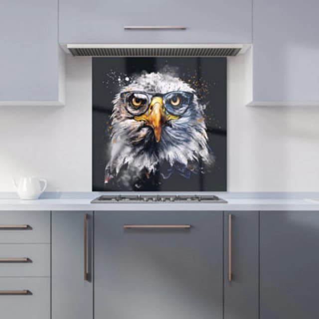 Warren Reed - Designer Eagle In Glasses Splashart Kitchen Splashback W600Mm X H600Mm, Multi WR00902-P450