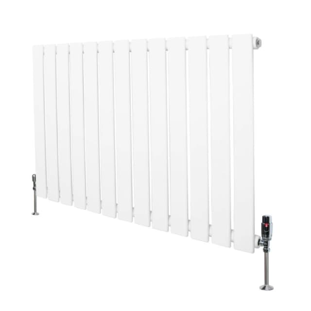 Monstershop Flat Single Column Radiator & Valves - 600mm x 910mm - White White Unisex