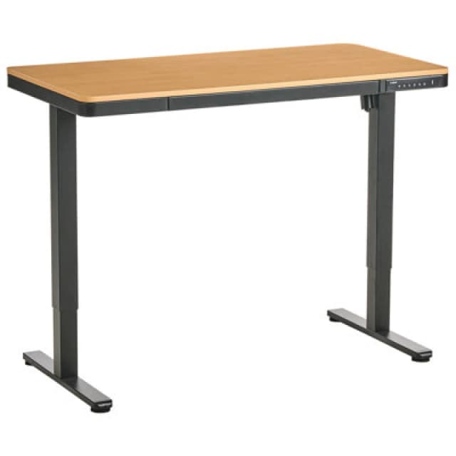 Beliani Electric Adjustable Standing Desk Penly Black/ Light Brown 120 Cm 60 Cm With USB Port