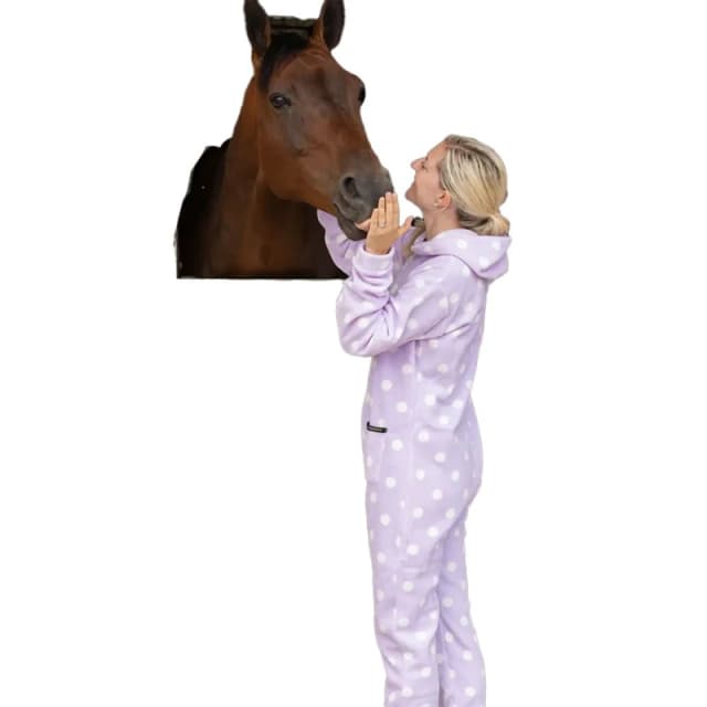 Supreme Products Mens Polka Dot Fleece Jumpsuit in Pale Lilac Size: Medium Pale Lilac Male M