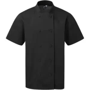 Premier Unisex Adult Coolchecker Short-Sleeved Chef Jacket (M) (Black) - Black