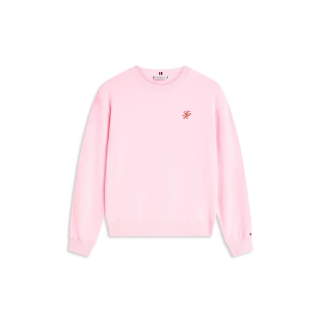 Tommy Hilfiger Womens Script Crew Sweatshirt Classic Pink female 8 (XS)