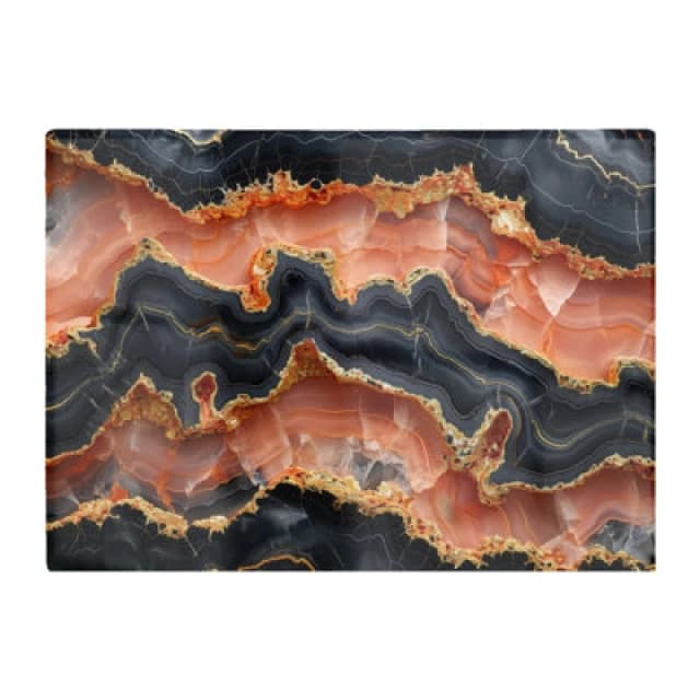 Warren Reed Designer Black Pink And Gold Marble Effect Chopping Board