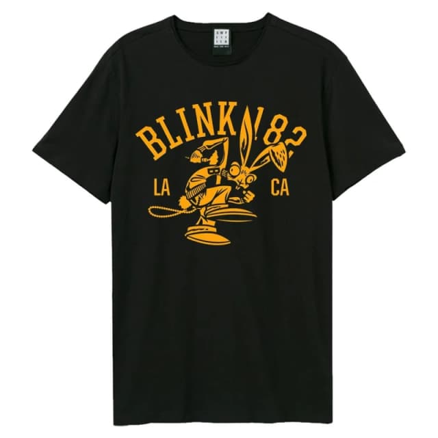 Amplified Amplified Men Collegiate Bunny Blink 182 T-Shirt in Black Size: X-Small Black XS Male 5063852071913