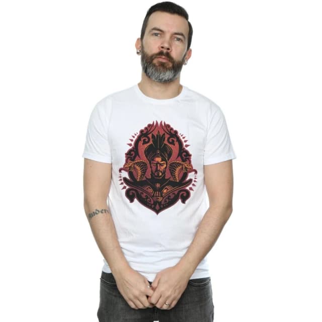 Disney Men Aladdin Movie Jafar Snakes T-Shirt in White Size: Small White S Male 5059276934989