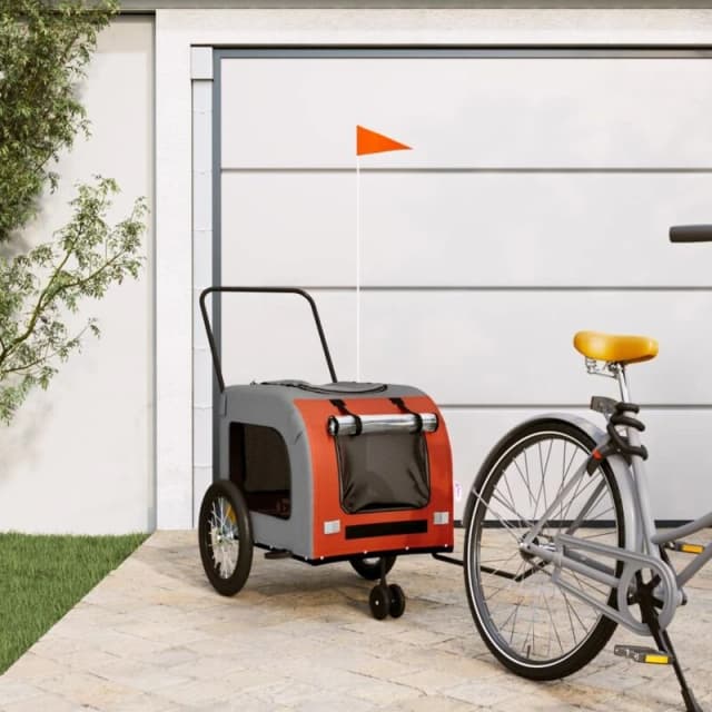 vidaXL Pet Bike Trailer Orange and Grey Oxford Fabric and Iron, Orange 93851