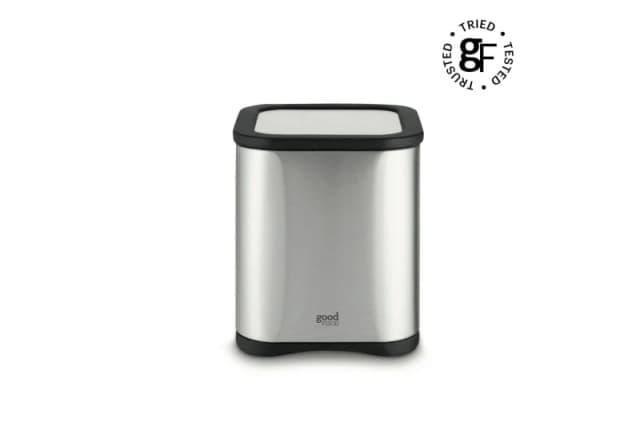 Tower Tower GF826193 Airtight Biscuit Canister with Glass Viewing Window, Stylish Mirror Finish, 2.8L, Stainless Steel with Black Accents in Grey Grey