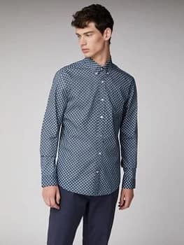 Ben Sherman Long Sleeve Retro Geo- Dark Blue, Size L, Men