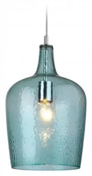 1 Light Glass Dome Ceiling Pendant Chrome, Aqua Glass, E27