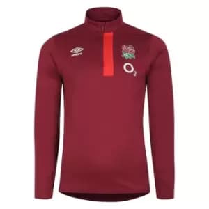 Umbro England Rugby Half Zip Fleece Top 2023 2024 Adults - Red