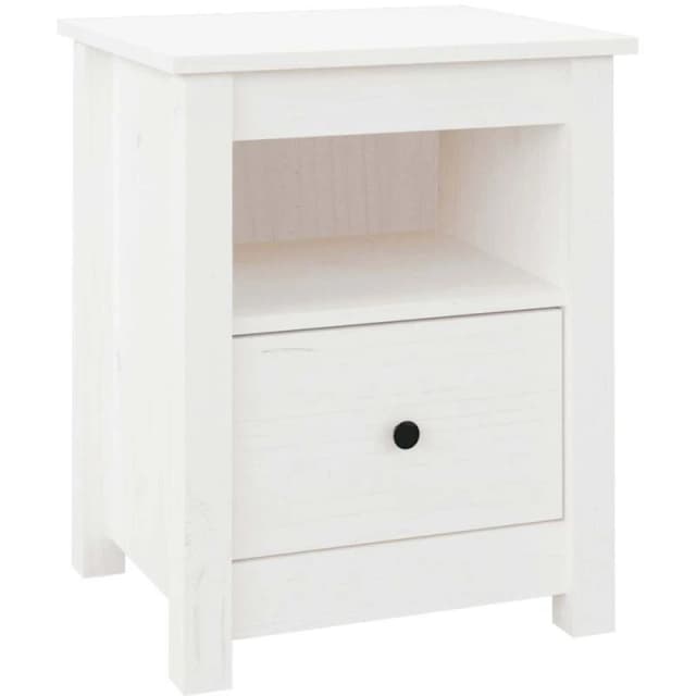 Vidaxl Bedside Cabinet White 40X35X49cm Solid Wood Pine, White 813711