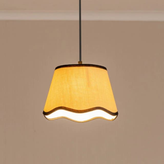 ValueLights Dutton Natural Fabric Scallop Edge Small Lamp Shade with LED Bulb Black