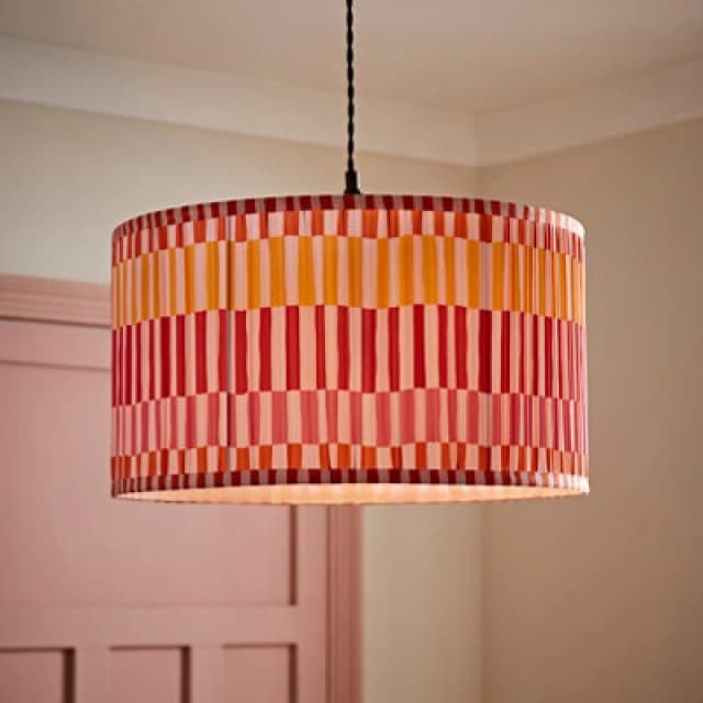 ValueLights ValueLights Rae Pleated Stripe Multicolour Drum Easy Fit Light Lamp Shade and Bulb Size: Large Multi Large Unisex 5059406069673