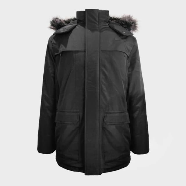Jack Wills Mens Water Resistant Wind Resistant Faux Fur Hooded Parka Black male XS