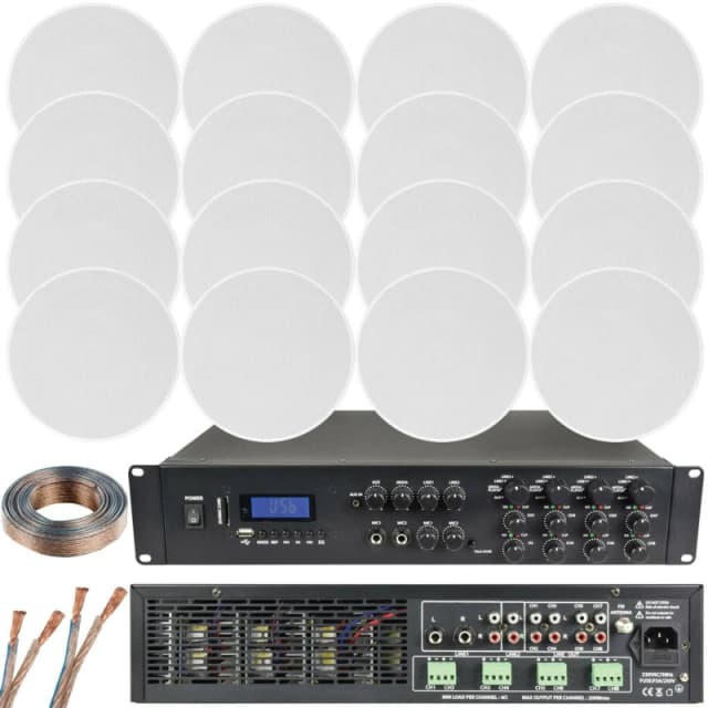 Loops 1600W Loud Bluetooth Sound System 16x 100W Slim Ceiling Speaker 8 Zone Amplifier Multi unisex