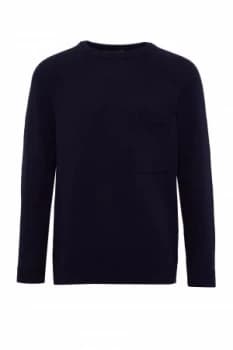 Mens French Connection Overdyed Cotton Crew Neck Knit Jumper Blue Red