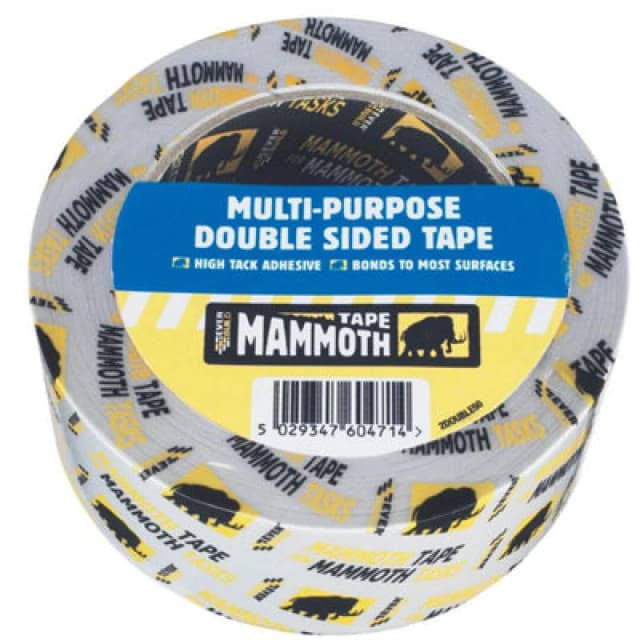 Everbuild Mammoth Multi Purpose Double Sided Tape - Clear, 50mm X 5M - Strong Adhesive Tape - High Tack Bond For Smooth Surfaces