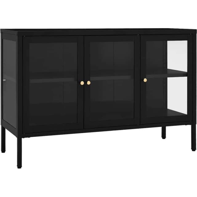 VIDAXL Sideboard Black 105x35x70cm Steel and Glass Vidaxl 8720286564325