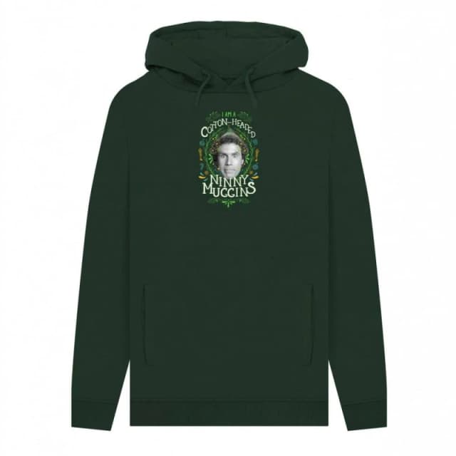 Elf Mens Cotton Headed Ninny Muggins Hoodie in Bottle Green Size: Small Bottle Green Male S