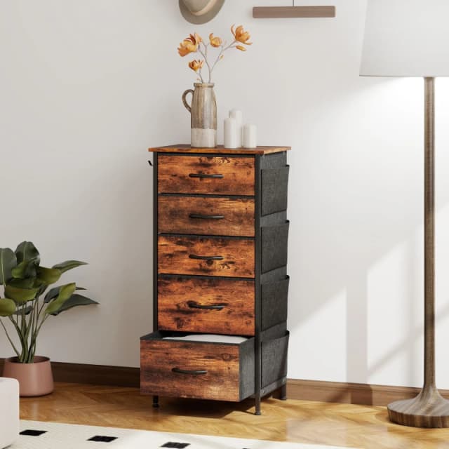 HOMCOM HOMCOM Chest of Drawers with Fabric Drawers Dresser for Bedroom in Brown Size: Medium Brown M Unisex 5063603064201
