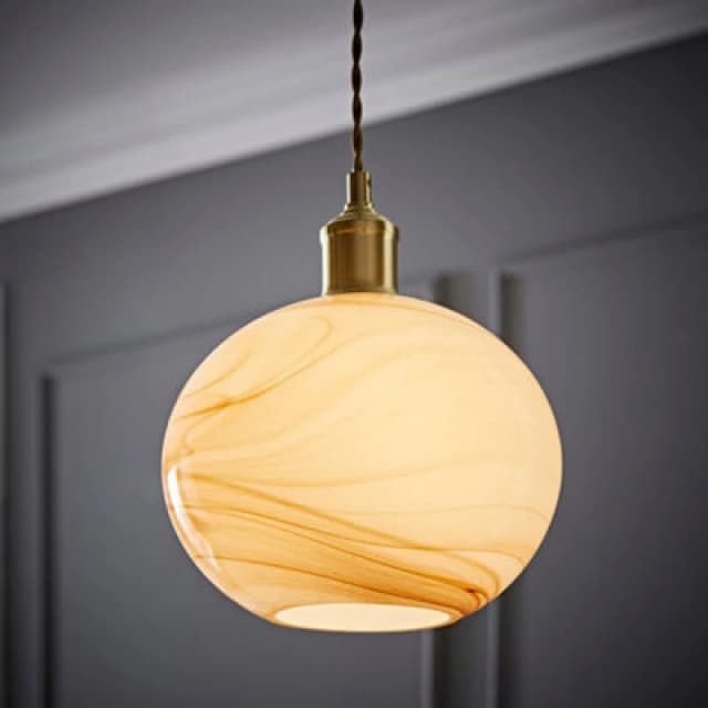 ValueLights ValueLights Sookie Alabaster Glass Gold Capped Ceiling Pendant Light with LED Bulb in Cream Cream One Size Unisex 5059406063602