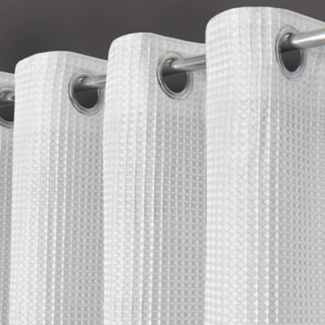 Velosso Waffle Weave Total Blackout Jacquard Eyelet Header Curtains in White Size: 117cm width x 183cm drop White Unisex 117cm width x 183cm dro