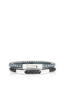 Buckley London Buckley London Barbican Leather Duo - Navy + Black Bracelets